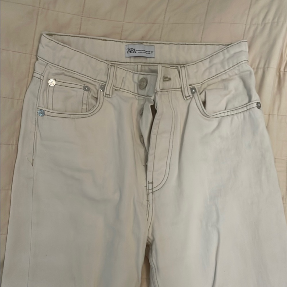 Zara Women's Cream Ankle Pants